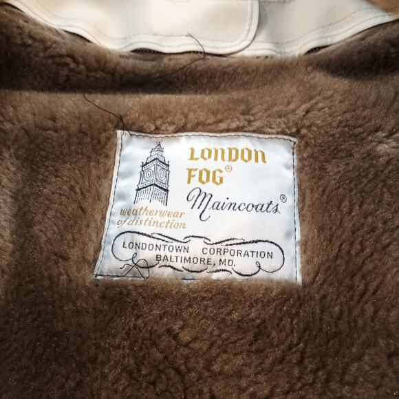 London Fog 44L Vintage Maincoat Jacket Removable Lined Trench Coat Beige - Picture 5 of 7